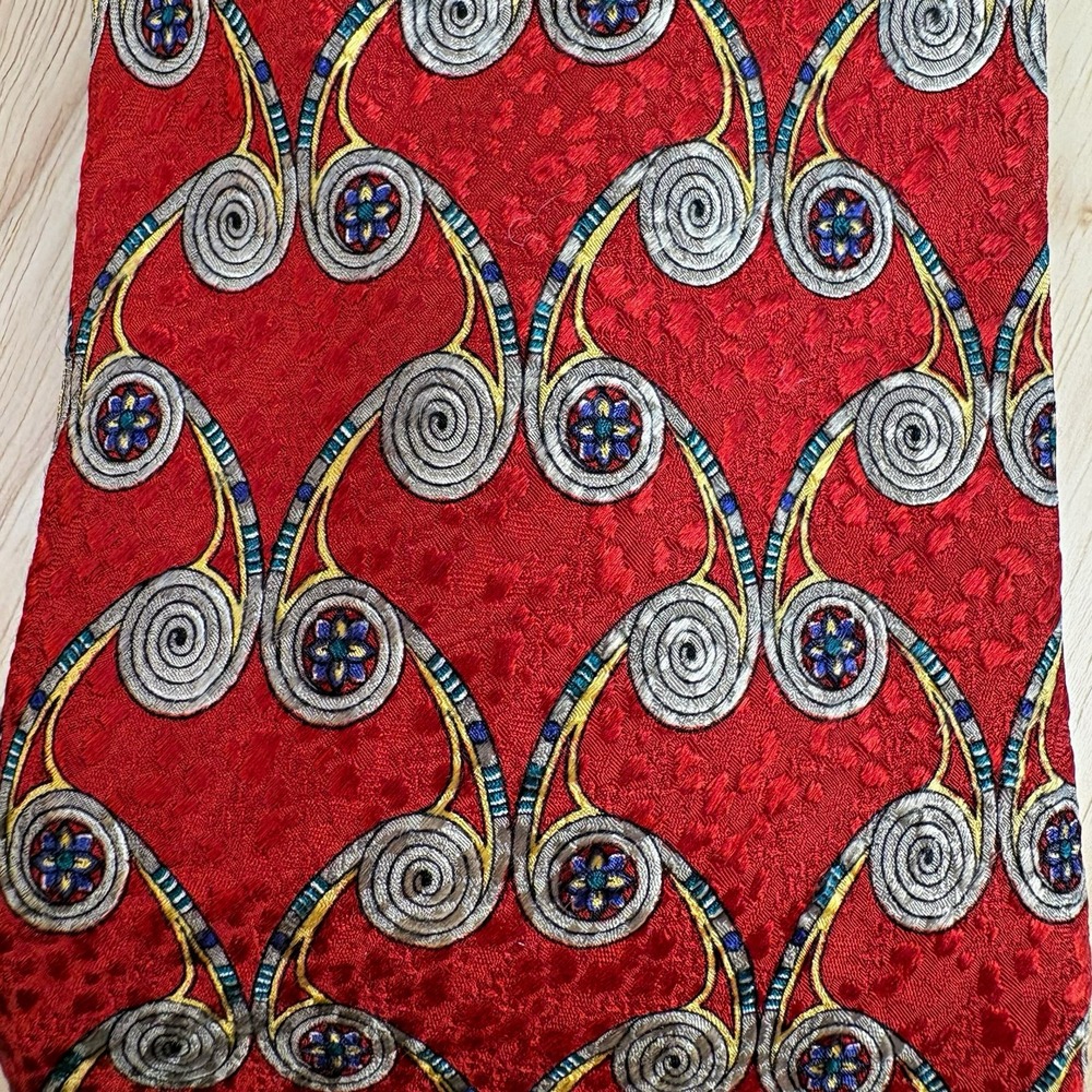 Robert Talbott Men's Red Geometric Abstract Woven Silk Designer Tie One Size
